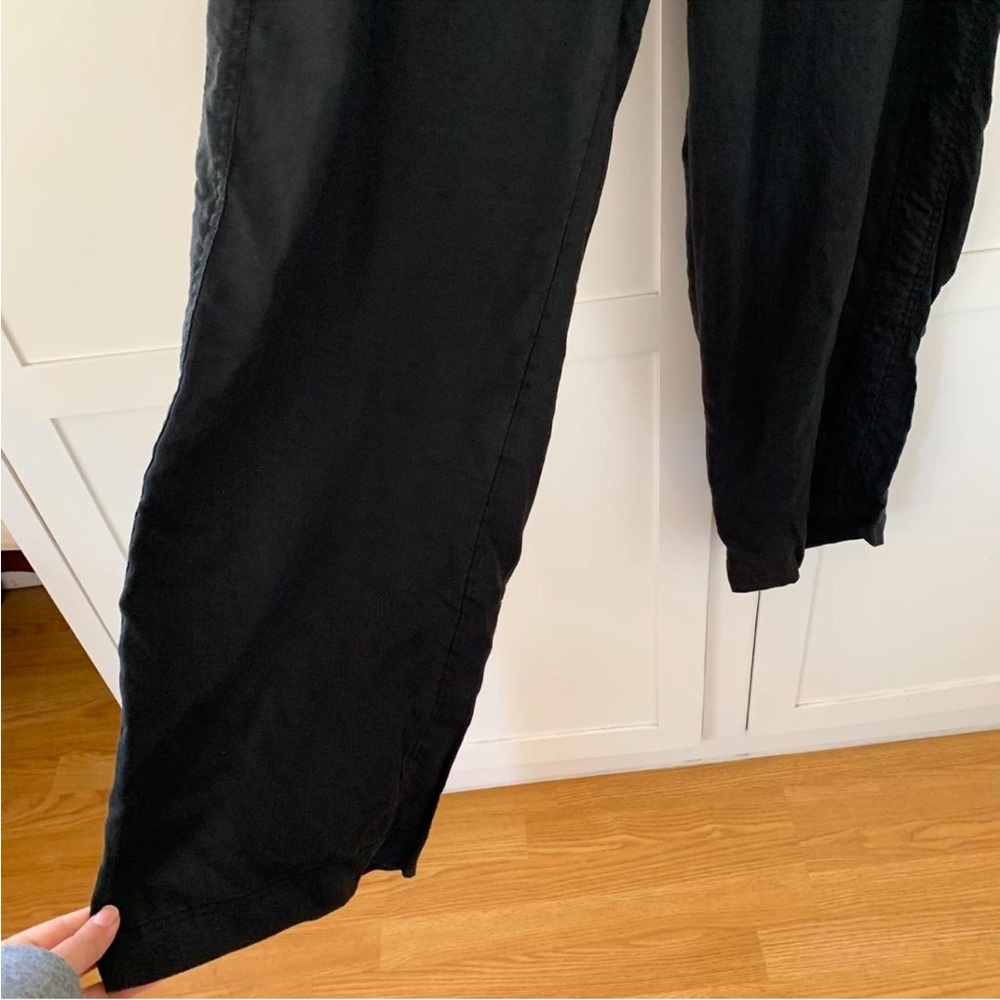 Athleta Black Linen High Waist Stright Zipper Pocket Pants Size 18 - Picture 6 of 8